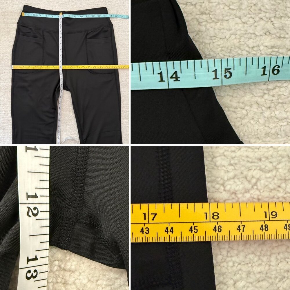 Womens Size Large Black Flared Knit Pull On Pants With Pockets - Picture 5 of 9